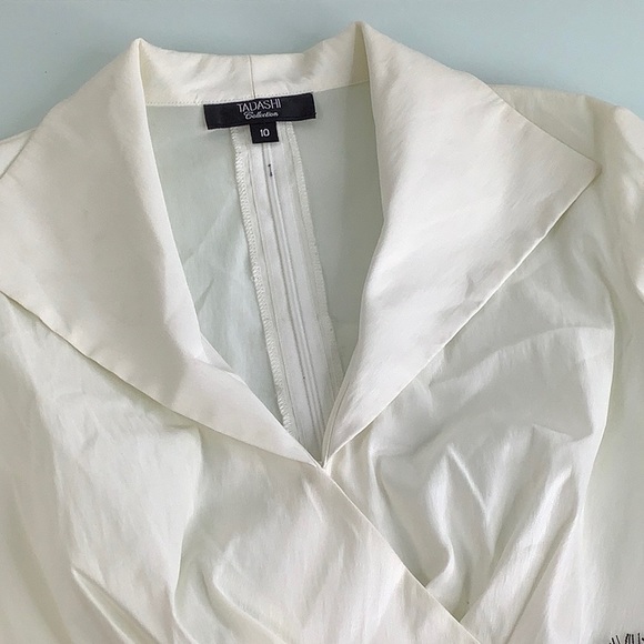 Tadashi Black & White lace trim v-neck 3/4 sleeve Evening blouse SZ 10 EUC - Picture 9 of 13